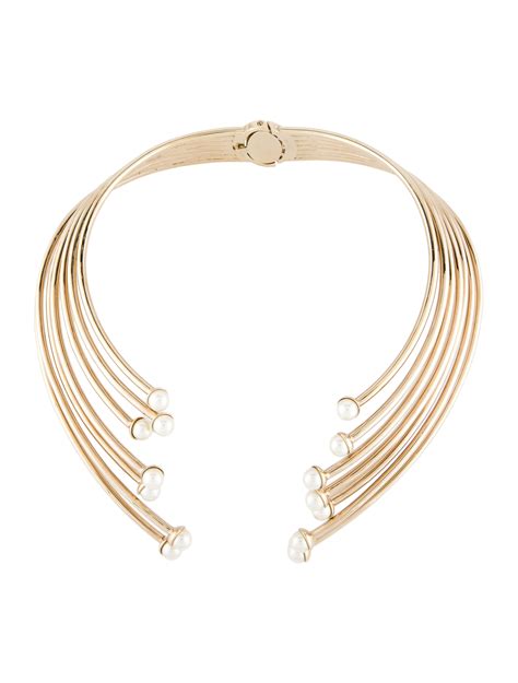 collana perla christian dior 14k|Christian Dior Faux Pearl 'Ultradior' Collar Necklace .